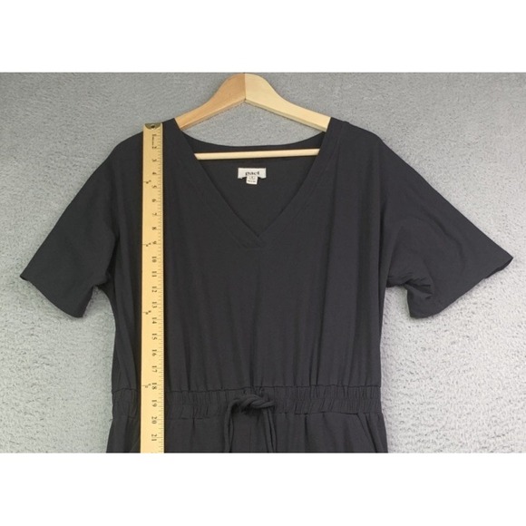 Pact Jumpsuit Womens Size Small Drawstring Waist Short Sleeve Casual Black - Picture 4 of 11